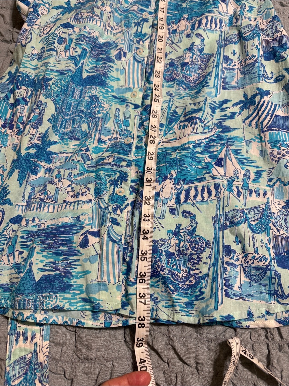 Lilly Pulitzer Blue & Aqua Printed Button-Front Shirt Dress - Picture 9 of 12